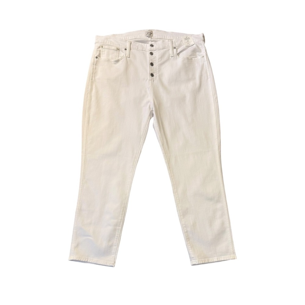 J.Crew 10 Vintage Straight Jeans White Button Fly Stretch Size 20 35 L4729 NEW
